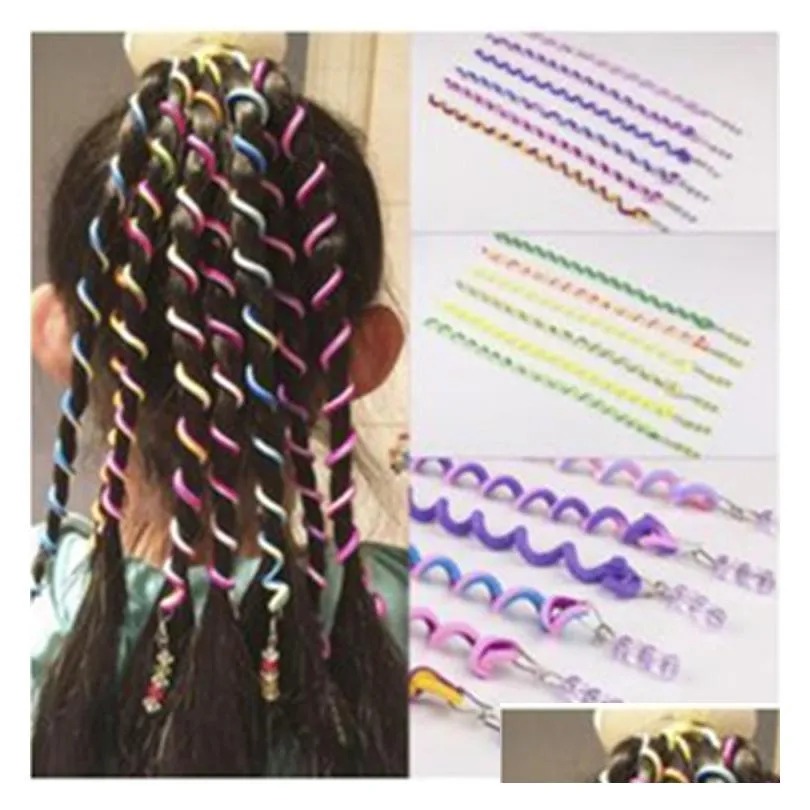 headband 6pcs kids girls diy hair styling braiding spiral curlers rollers head dress band flexible bendable