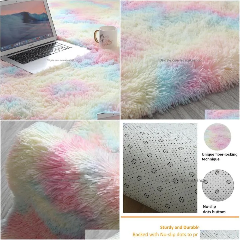 colorful rugs for bedroom floor rainbow fluffy carpet kids girls living room rug cute area plush shaggy nordic modern home decor