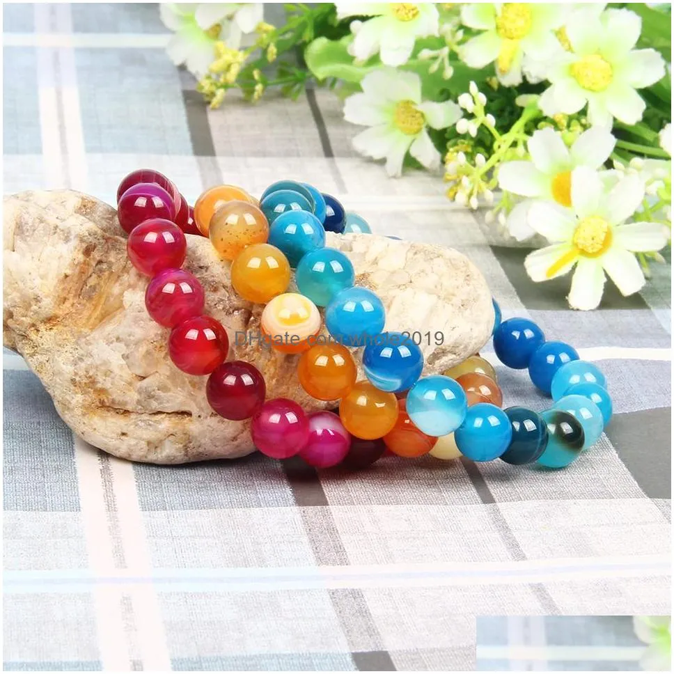 12 design 10mm natural onyx stone bracelet men wholesale 10pcs/lot beaded bracelet for women friend jewelry gift