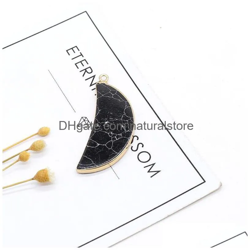 pendant necklaces natural stone reiki heal moon shape pendants gold plated lapis lazuli tiger eye for jewelry making diy necklace earring