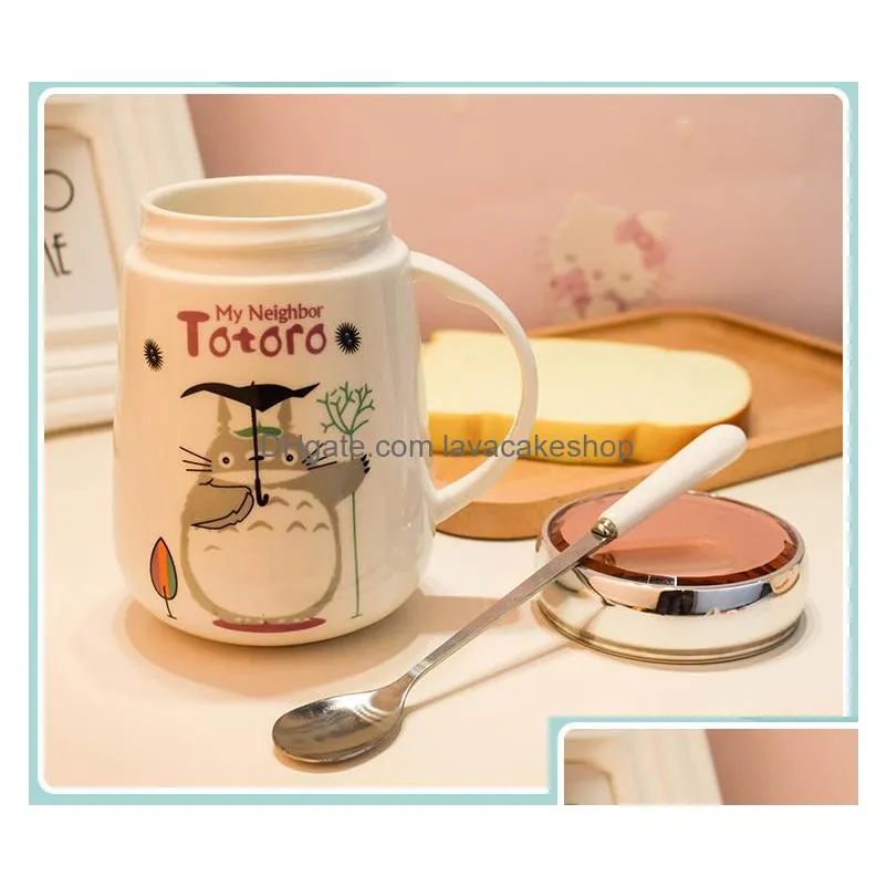  creative fashion ceramic miyazaki totoro coffee mug with spoon totoro cup birthday gift christmas gift t200506