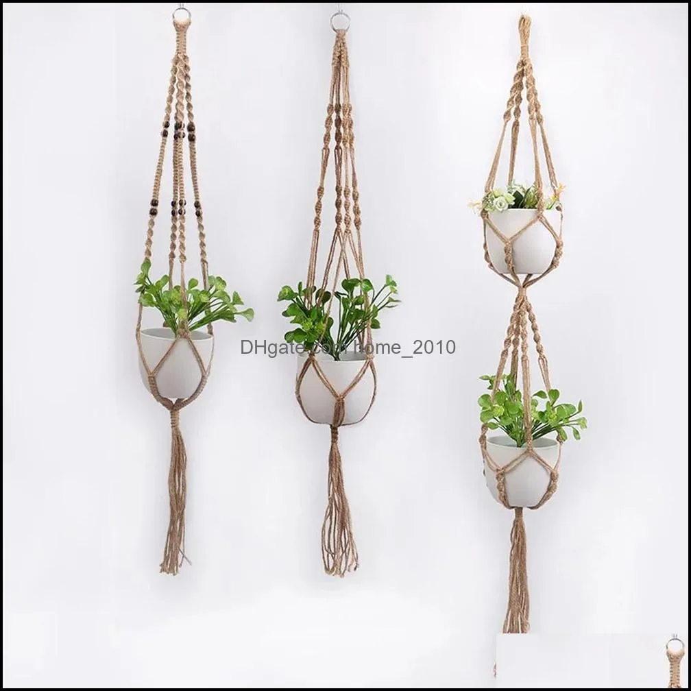 handmade macrame plant hanger flower pot hanger for wall decoration countyard garden pot tray for plant garden decoration