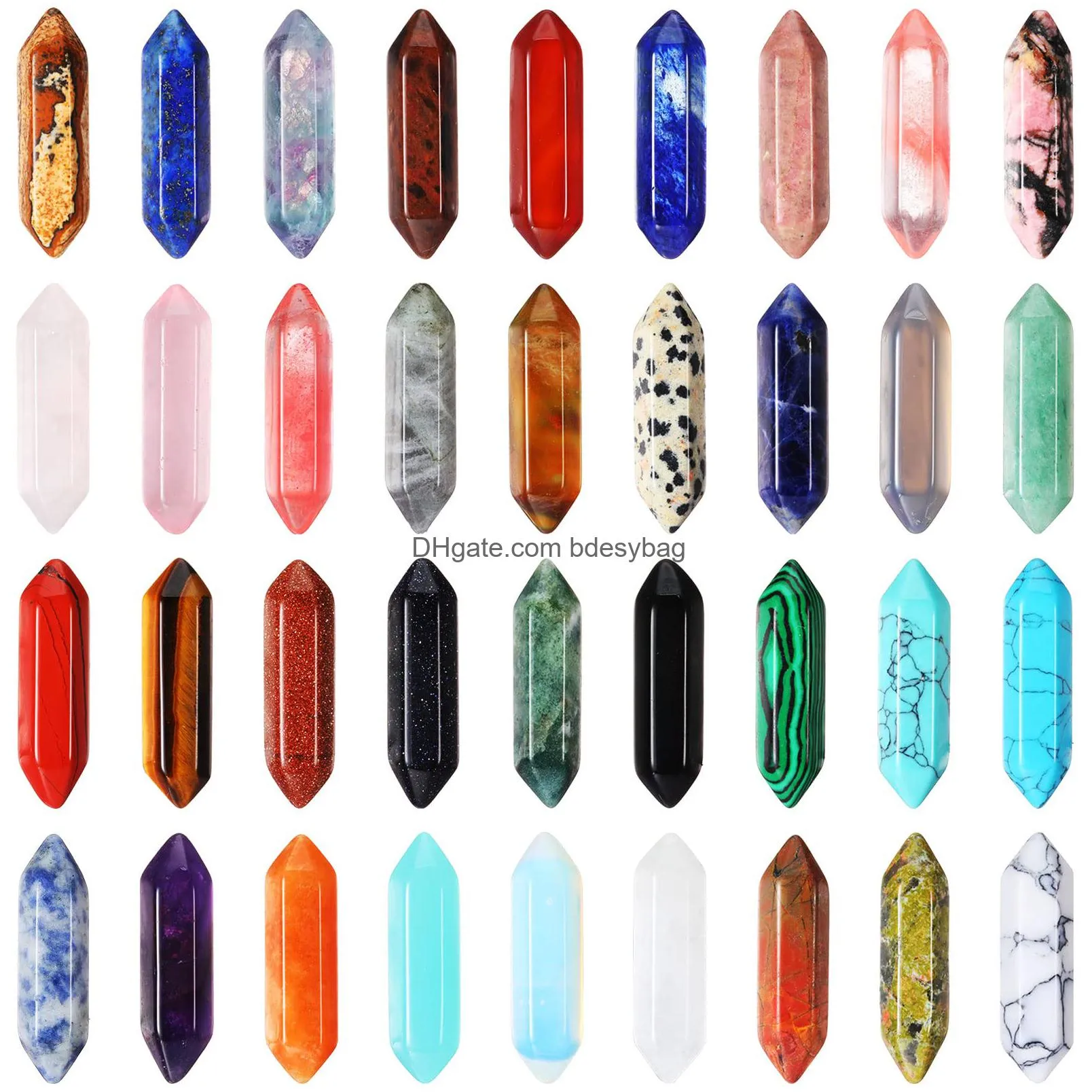 cogcharger natural gemstone pendants hexagon faceted charms crystal stone charms pendants mixed color for diy necklace jewelry earring making crafts