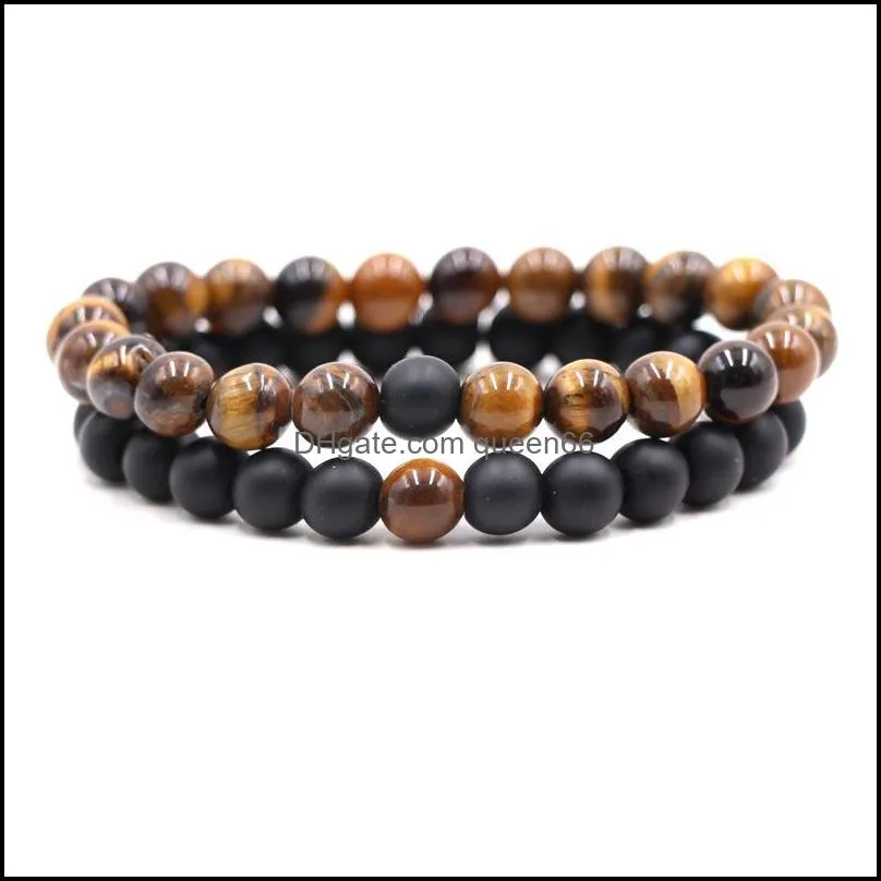 natural tiger eye stone bracelet for women men 8mm yoga beads handmade elastic beaded bracelets bangle trendy jewelry q76fz