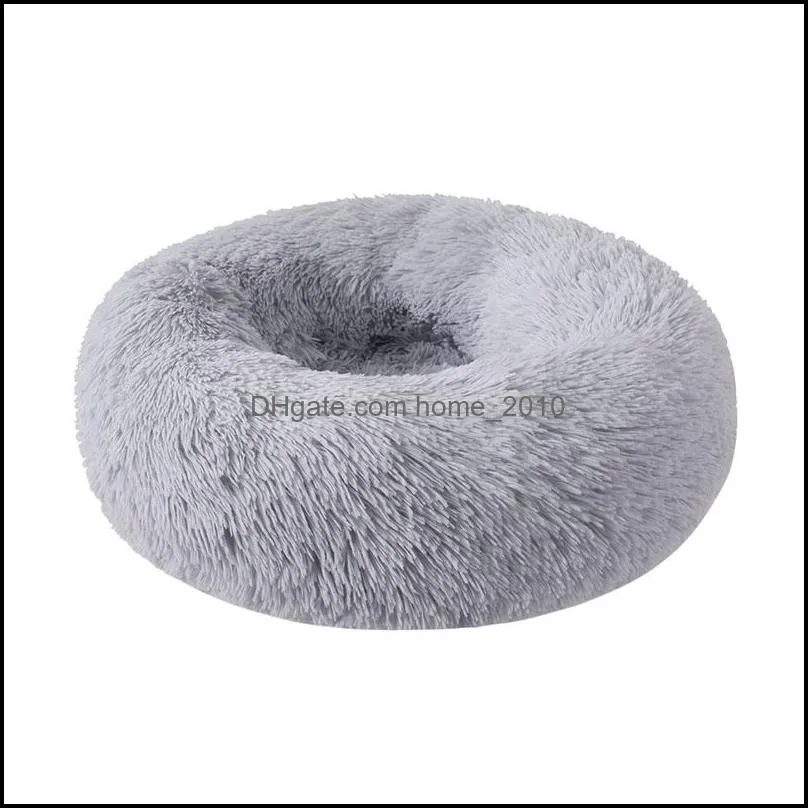 round shaped plush cat beds fluffy dog kitten kennel pad winter warm plush pet house
