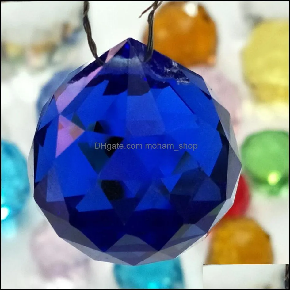 30mm colorful crystal ball prism crystal rainbow pendants maker hanging crystals prisms for windows for gift pad13626