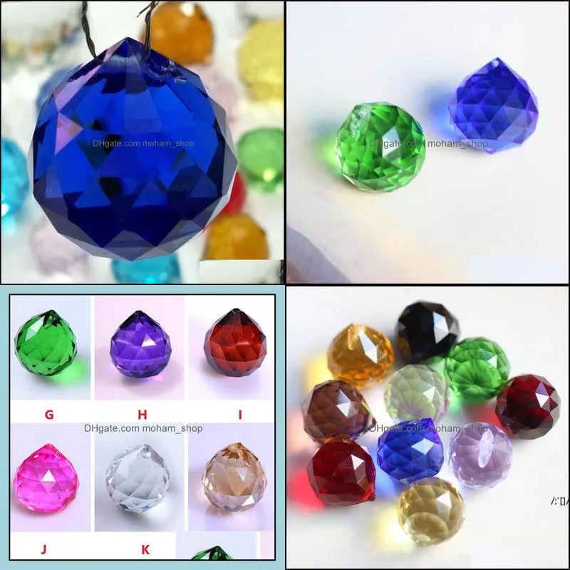 30mm colorful crystal ball prism crystal rainbow pendants maker hanging crystals prisms for windows for gift pad13626