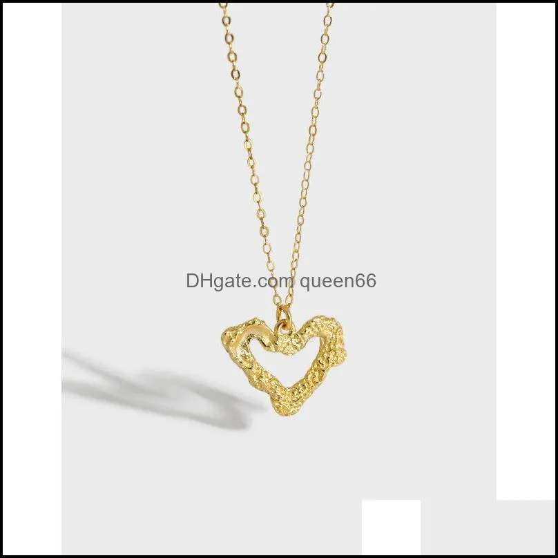 100 real 925 sterling silver hollow heart pendant necklaces for women korea ins chain jewelry ymn219