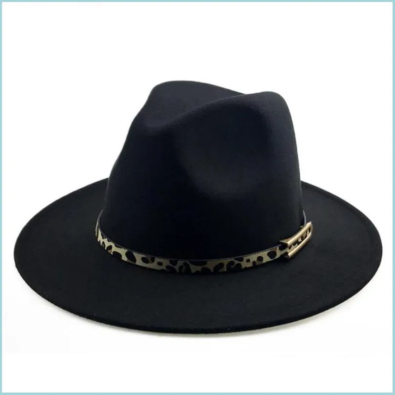 jazz panama hat men women fedora hats ladies wide brim cap man woman top caps leopard belt trilby autumn winter wholesale