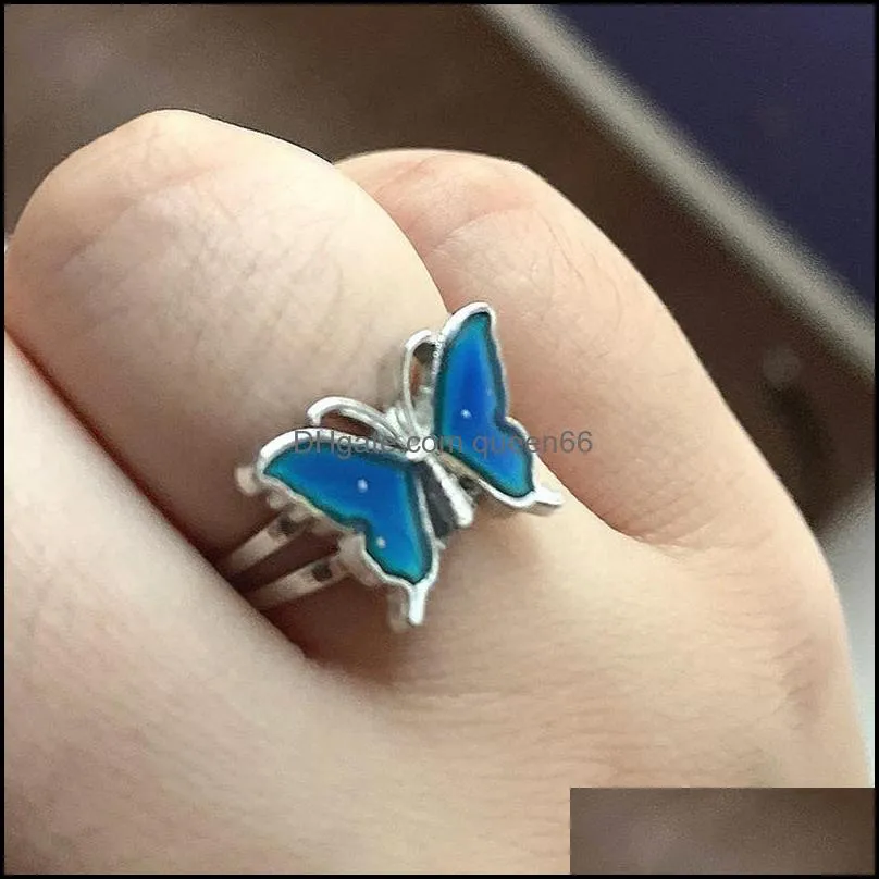 creative temperature sensing color changing ring personality cool dance cute butterfly ring