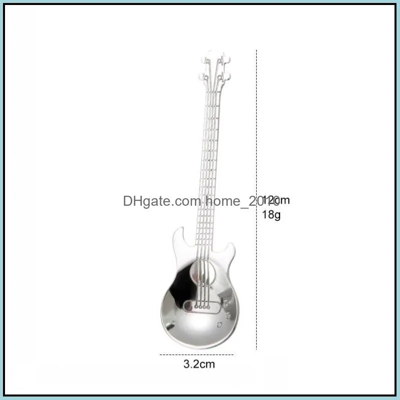 304 stainless steel guitar shape spoon coffee stirring spoon titanium ice bar music scoop creative gift spoon 