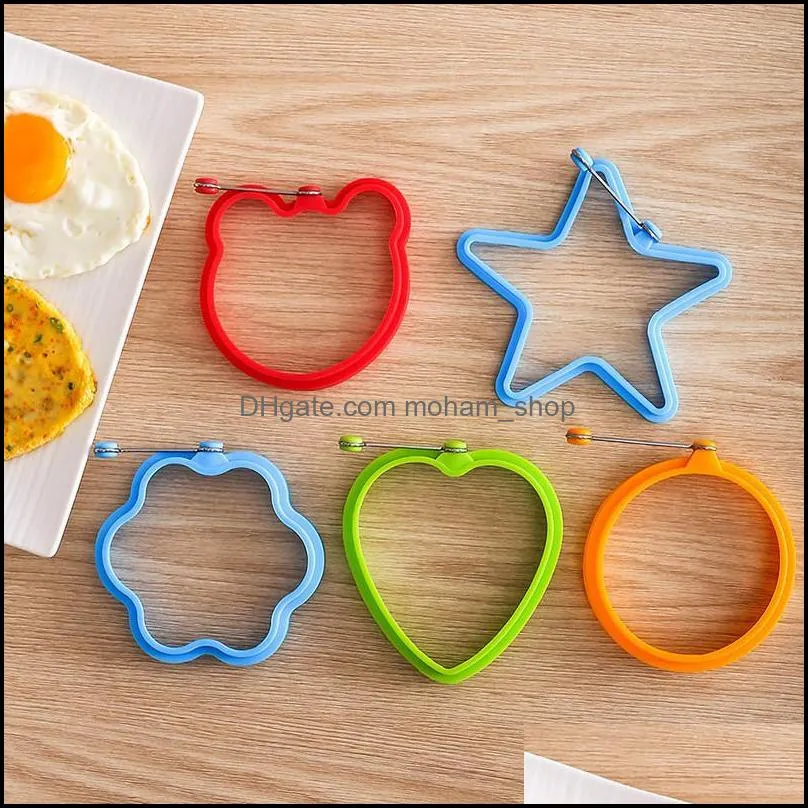 silicone fried egg mold breakfast egg pancake mold frying egg tools with stainless steel handle kitchen restaurant cooking tools