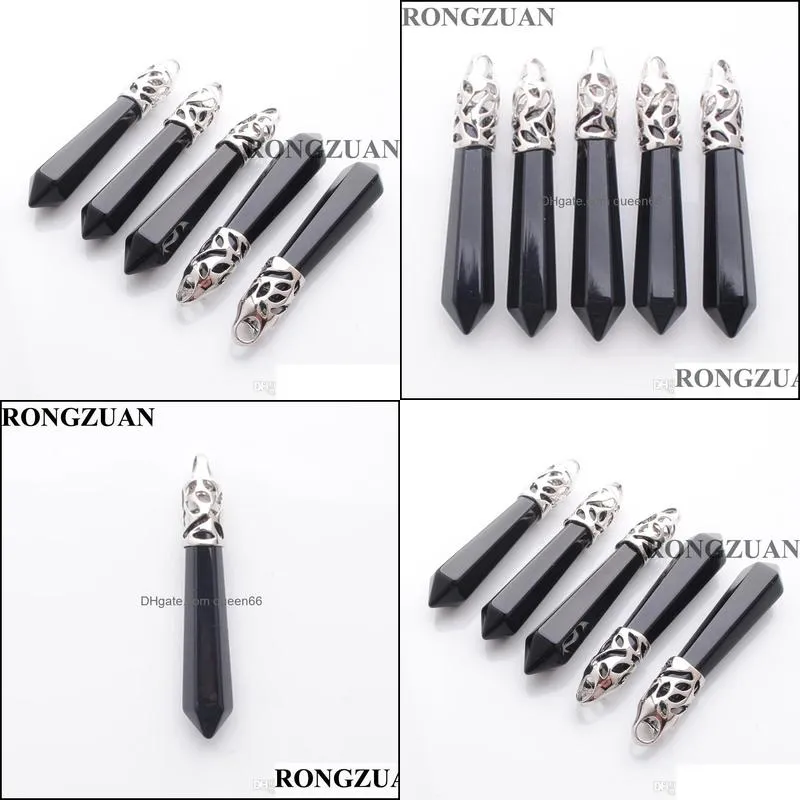 jewelry fit necklace natural gemstone long pendulum charm stones black agate pendants silver plated fashion dn3011