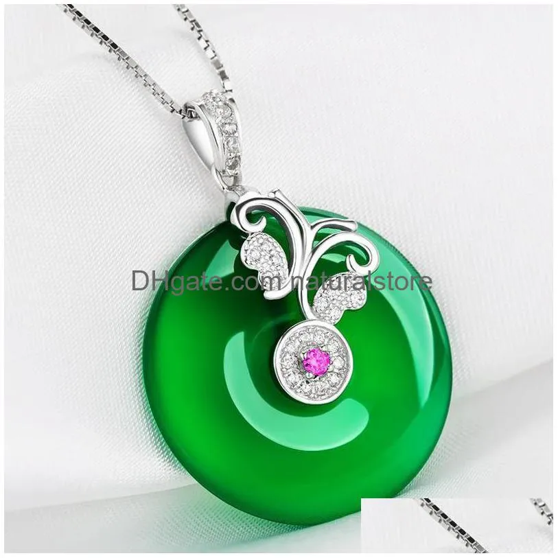 pendant necklaces natural green hetian jade butterfly 925 silver necklace chinese jadeite amulet fashion charm jewelry gifts for women