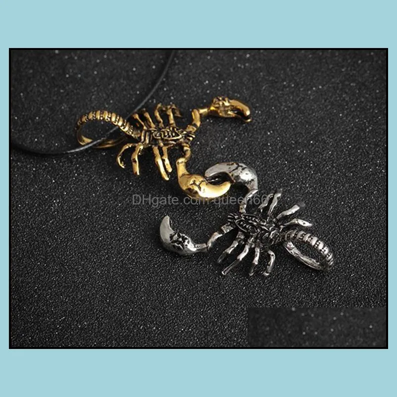 steampunk necklace men chain statement necklace pendant gold silver color alloy scorpio pendant necklace