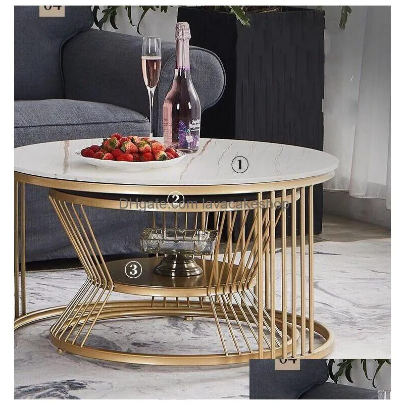 living room furniture manufacturing factory nordic light luxury marble tabletop creative stainless steel base coffee table