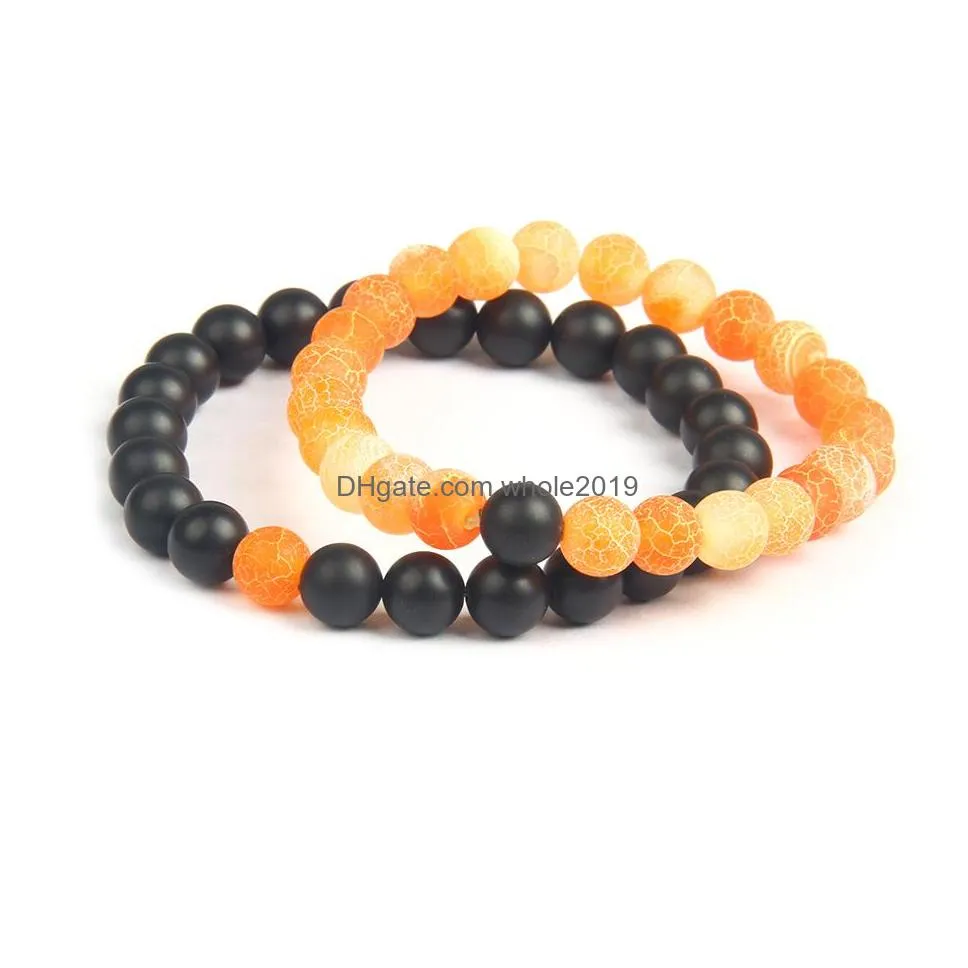  design couples distance bracelets sets wholesale 10set/lot 8mm matte agate and weathering stone beaded bracelet for lover