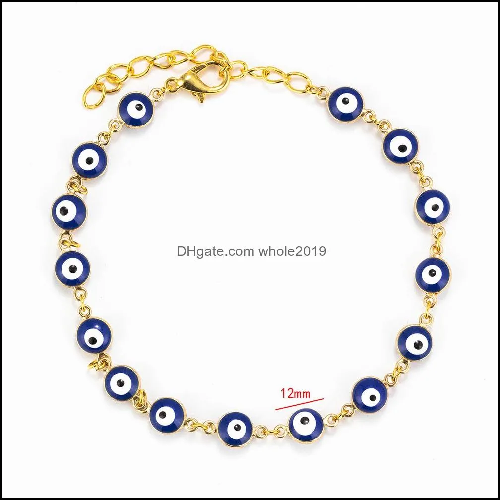 classic evil eye link chain bracelets women girls personality turkish green blue eyes gold color bracelet jewelry wholesale