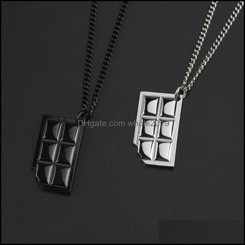 chains stainless steel cute black chocolates block pendant necklace fashion jewelrychains