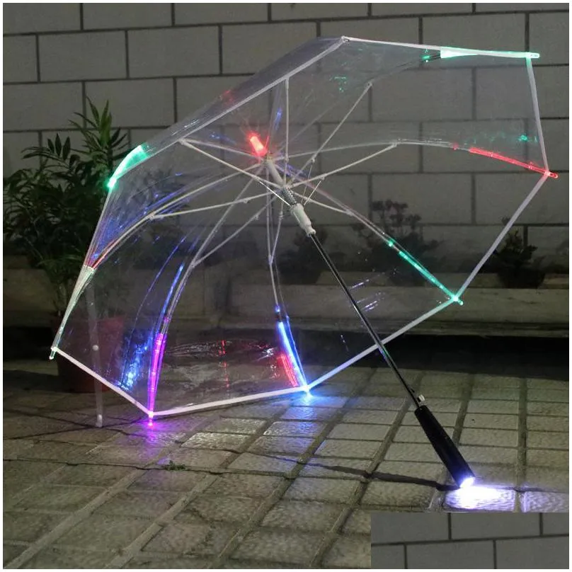 led light transparent for environmental gift shining glowing umbrellas party activity props long handle umbrellas t200117