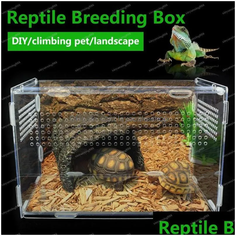 transparent large durable acrylic terrarium reptile box pet supplies for cold blooded animals insect home decoration