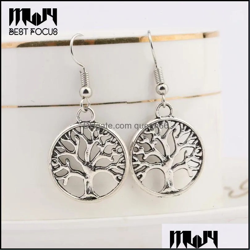 vintage stud earrings personality hollow peace tree earrings for ladies fashion jewelry silver plated earrings wholesale 50