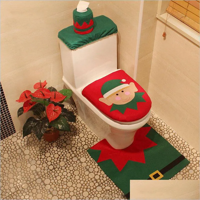 christmas toilet cover home decorations for snowman santa claus toilet lid cover year xmas christmas ornaments toilet cover