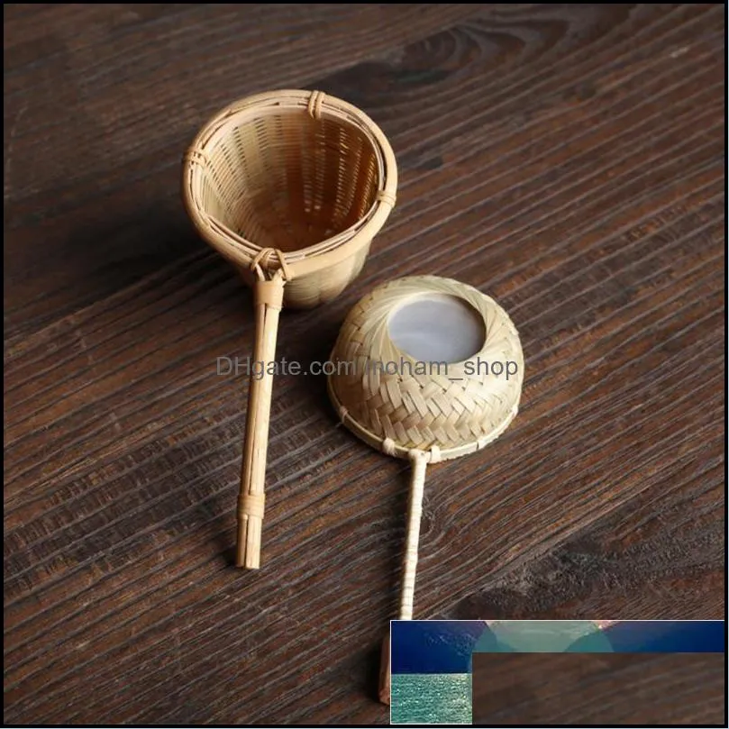 portable tea strainers bamboo rattan gourd shaped tea leaves funnel for table decor ceremony accessories 