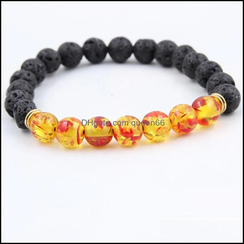  oil diffuser bracelet couple wristband natural lava stone stretch bracelets for women mens yoga jewelry bangles dhs m329y