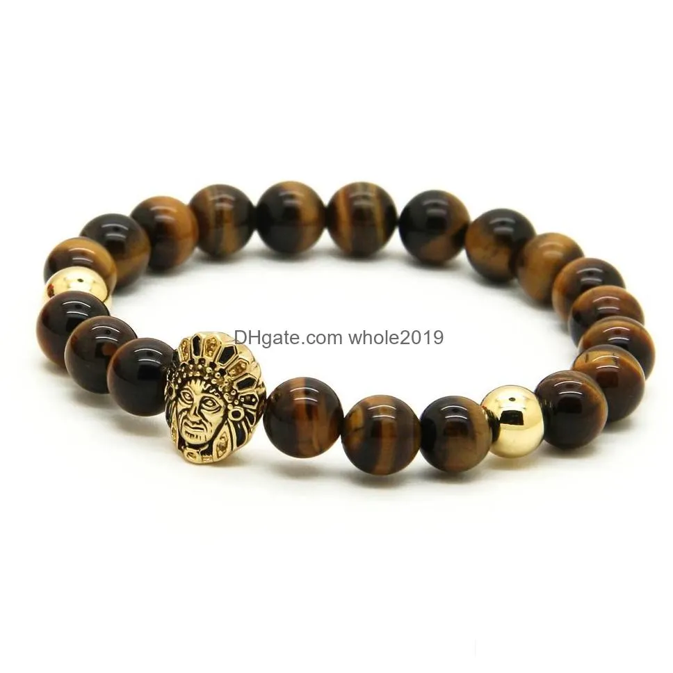 wholesale 10pcs/lot 8mm a grade tiger eye stone beads with gold and silver aboriginal indigenous people cz beads bracelets