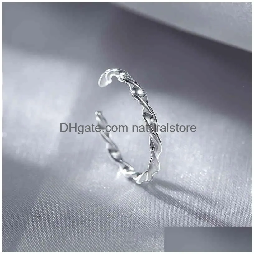 925 sterling silver woven for women 2020 thin line wave twisted string forefinger ring opening adjustable