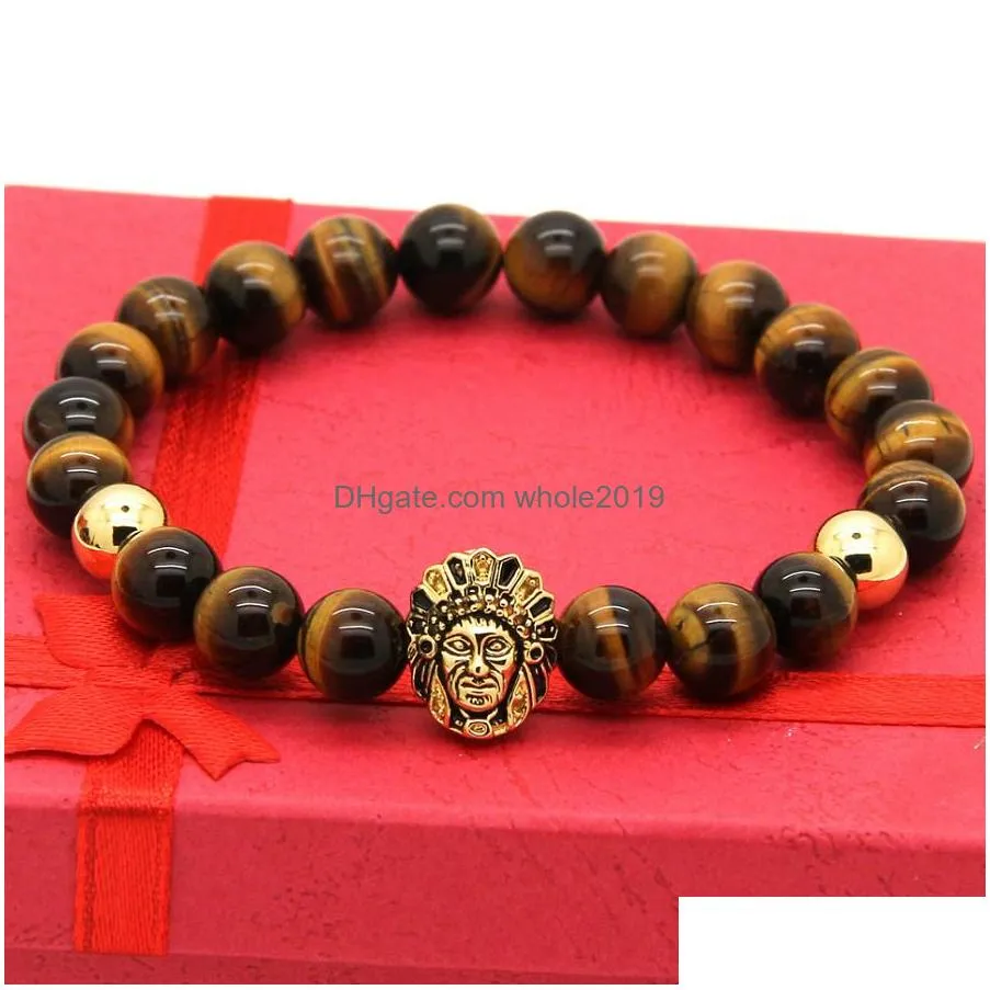 wholesale 10pcs/lot 8mm a grade tiger eye stone beads with gold and silver aboriginal indigenous people cz beads bracelets