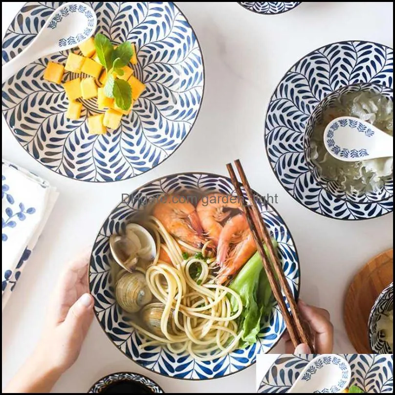 bowls ceramic instant noodle bowl japanese style underglaze ramen dish plate set combination soup home restaurant tableware