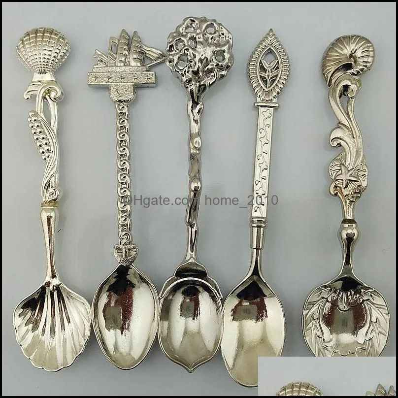 retro spoon set stainless steel creative coffee soup spoon vintage royal style metal spoons tableware set