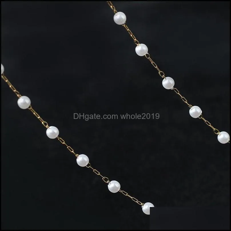 chains fashion handmade pearl bare chain gypsophila necklace stainless steel gold plated collar women all match sweater chokerchains