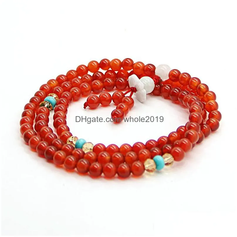 wholesale rosary bracelet buddhist 108 beads 6mm natural stone religious meditation tibetan prayer bracelets and necklace
