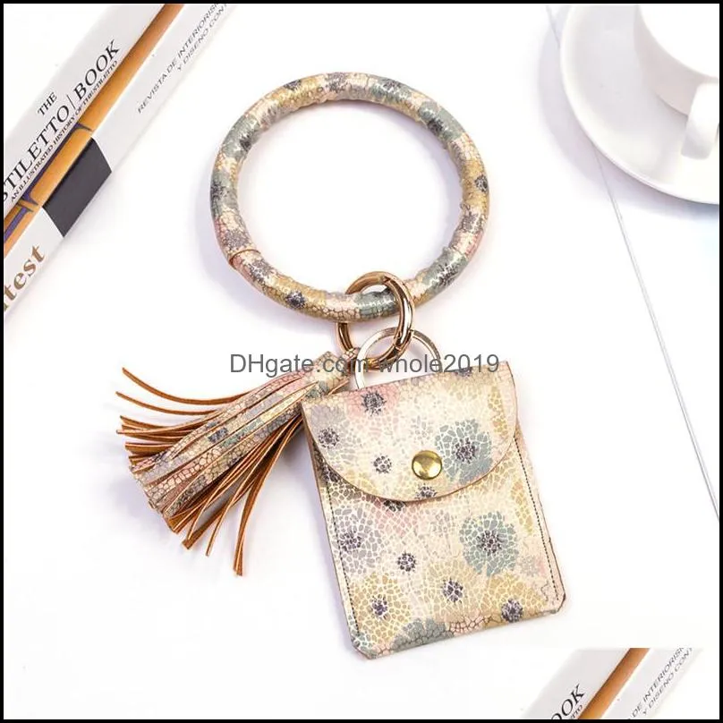 leather bracelet key rings coin card wallet pu tassel pendant wristbands keychain women bag accessories dhs k281fa z