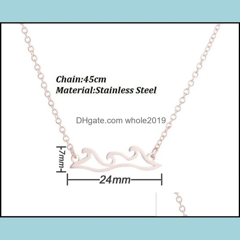 stainless steel wave necklace pendant beach surfer jewelry for women ocean wave charm choker necklaces collar