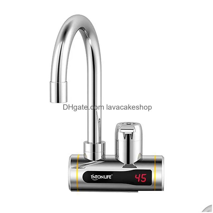 instant tankless electric water heater faucet kitchen 360 rotatable heating tap water heater with led temperature display t200423