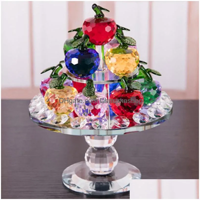arts and glass aessories christmasbag artificial crystal gift home decorative rotating crafts gifts fruit plate ornaments jllltu