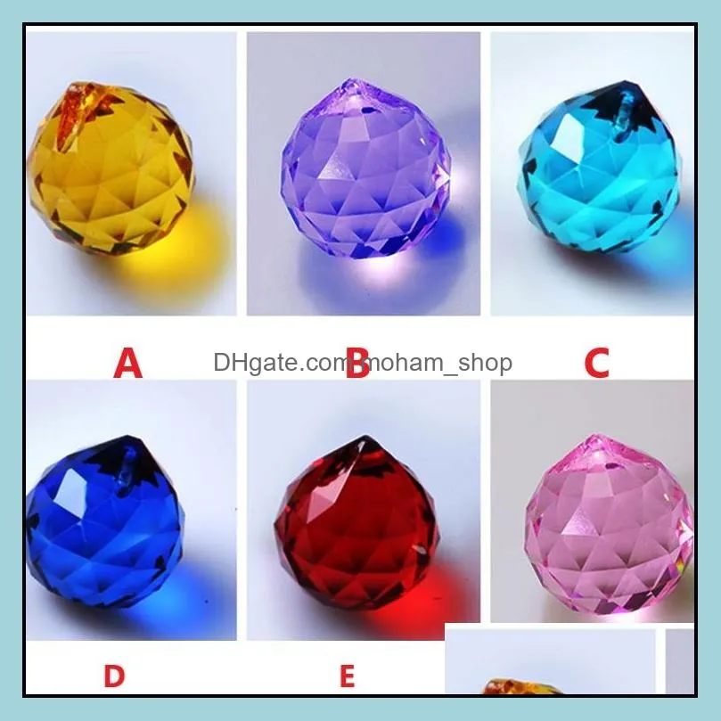 30mm colorful crystal ball prism crystal rainbow pendants maker hanging crystals prisms for windows for gift pad13626