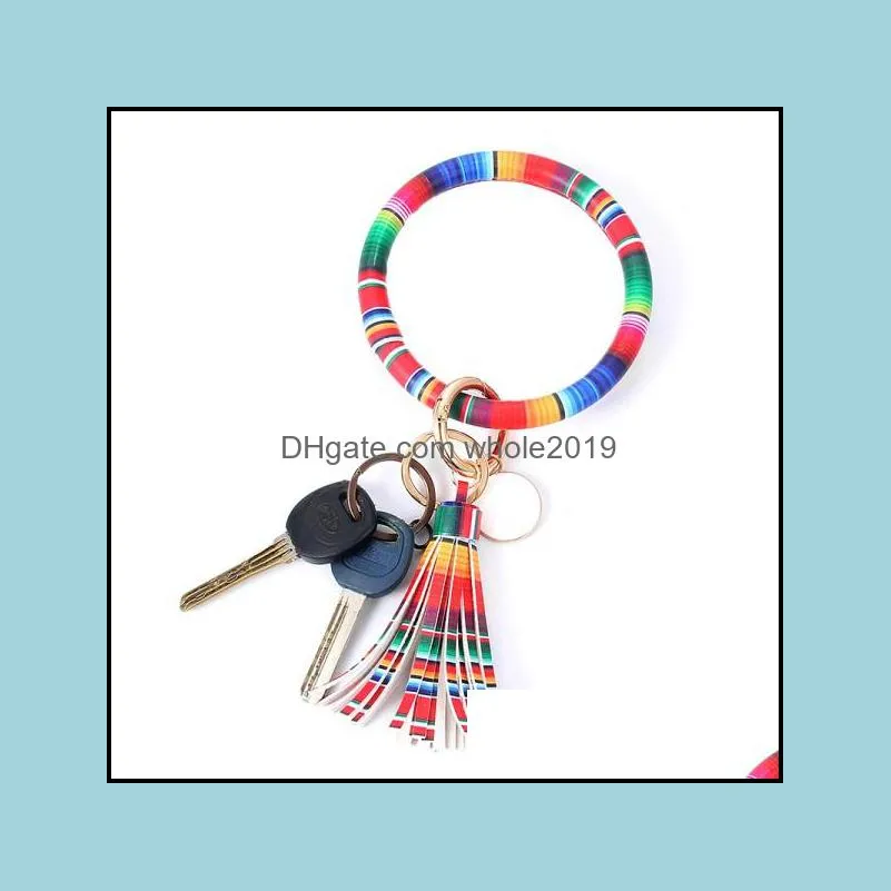 women key rings bracelet large round keychain with tassel pendant bracelets fashion leather wrist keychains dhs q7fz