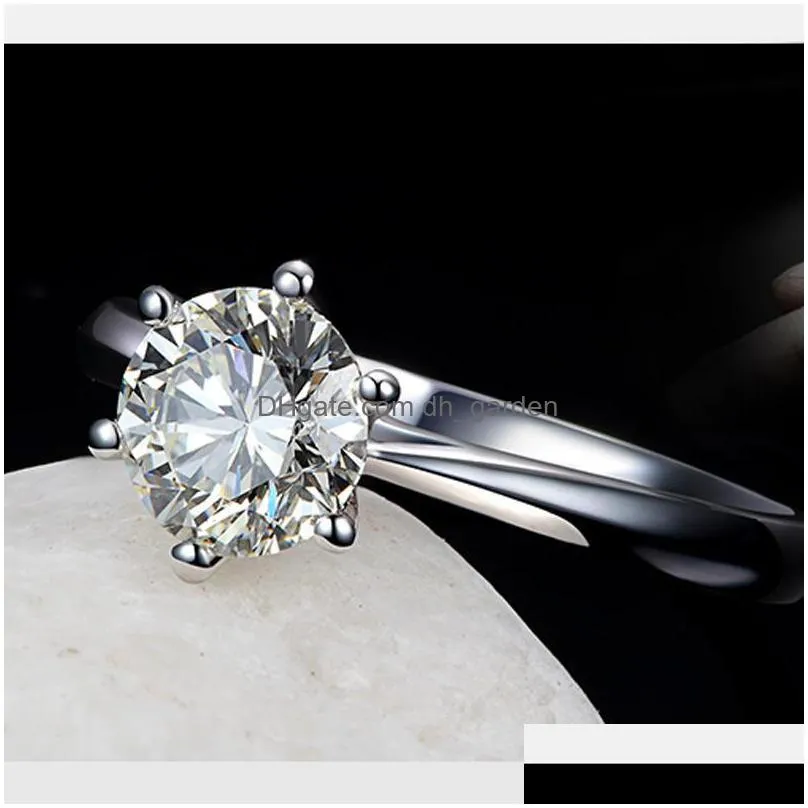 cluster rings fashion s925 stamped silver color women wedding ring jewelry plated high quality simple crystal cz