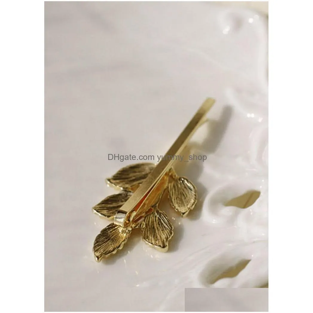 fashion jewelry womens vintage olive branch leaf hairpin hair clip bobby pin lady bride side barrette hair accessories