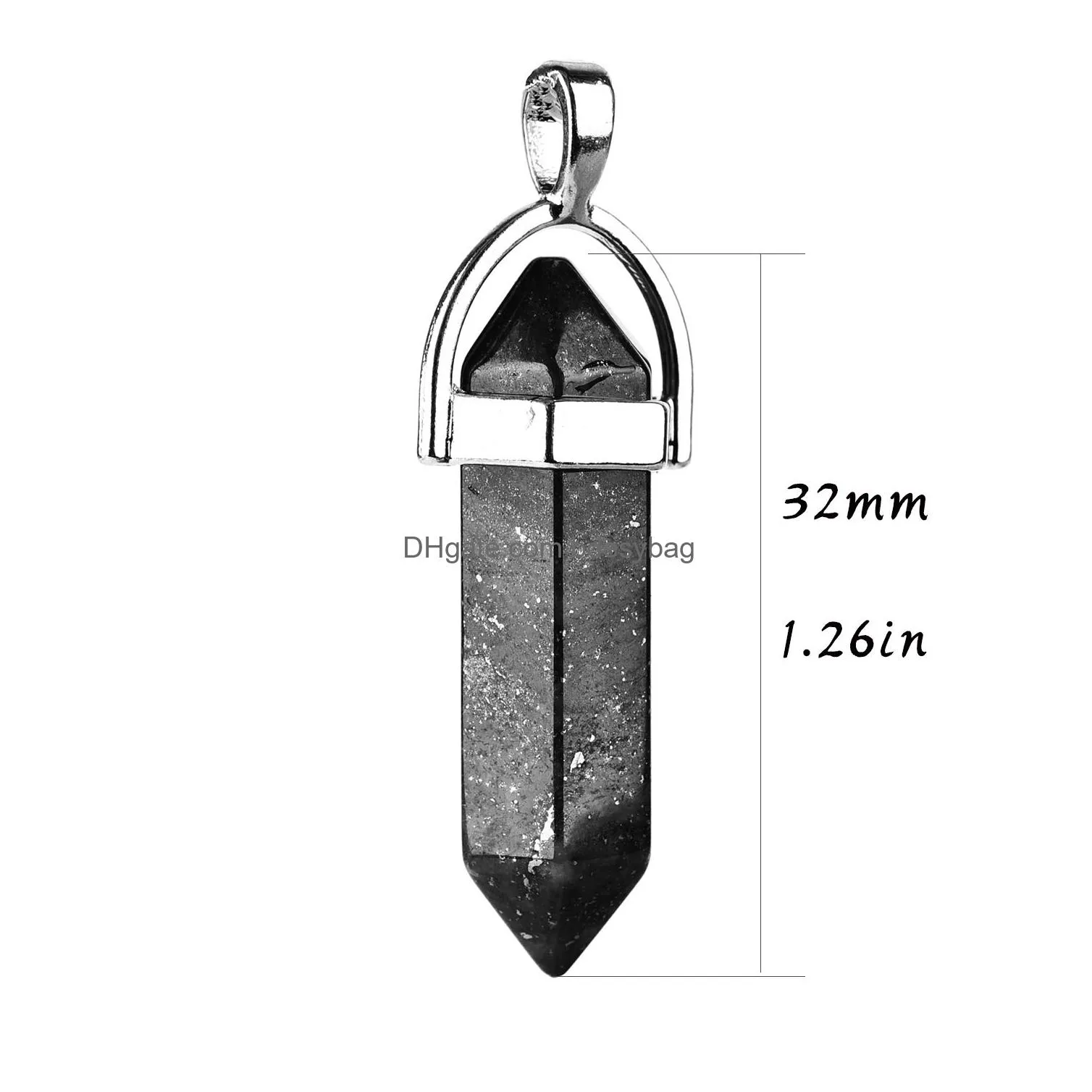 yuncai bullet shape gemstone pendant hexagonal chakra crystal pointed natural stone pendants for necklace jewelry makingamethyst