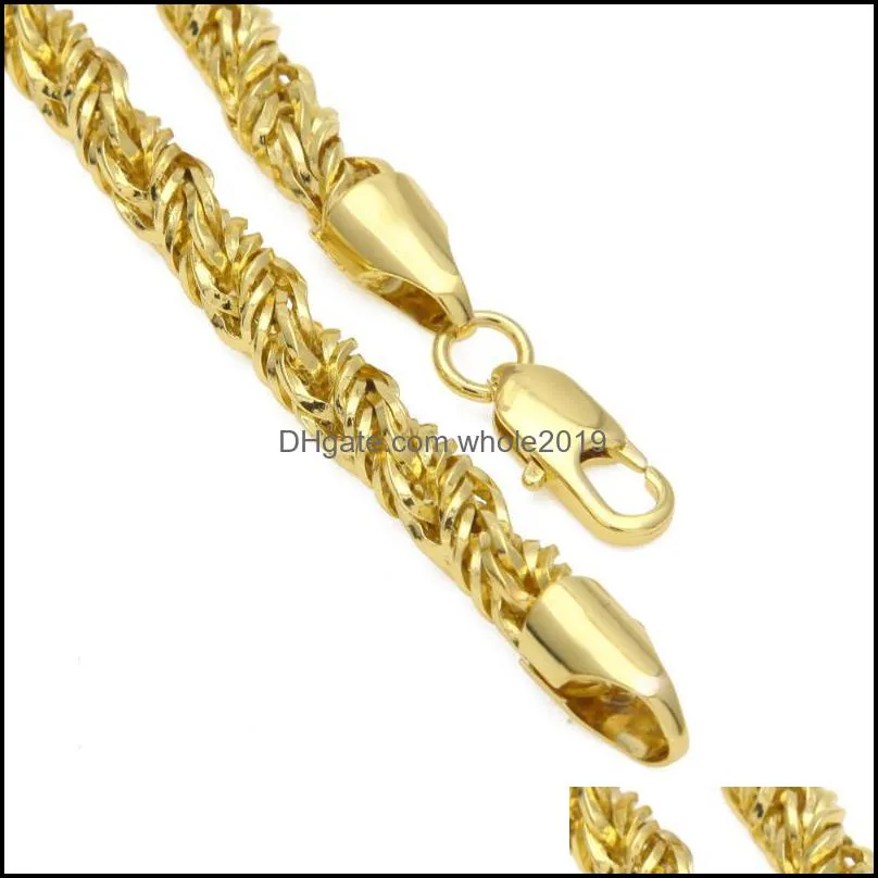 chains thick 6.5mm thorns rope chain yellow gold filled copper mens long twisted necklace fashion accessorieschains