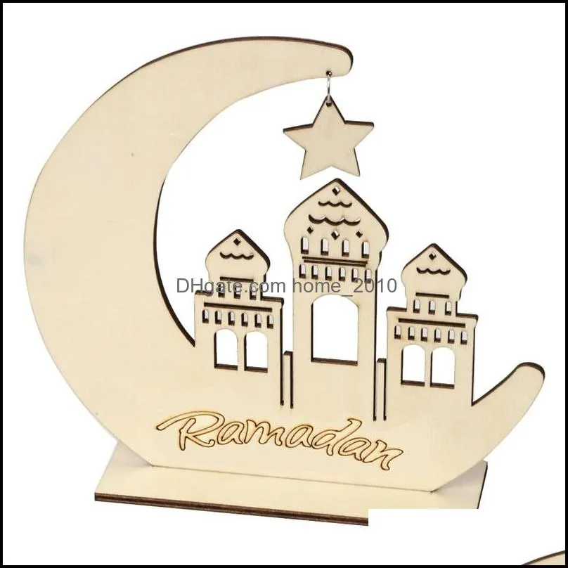 ramadan wooden decor islamic muslim eid mubarak home ornament ramadan diy hollow moon star sheep decoration