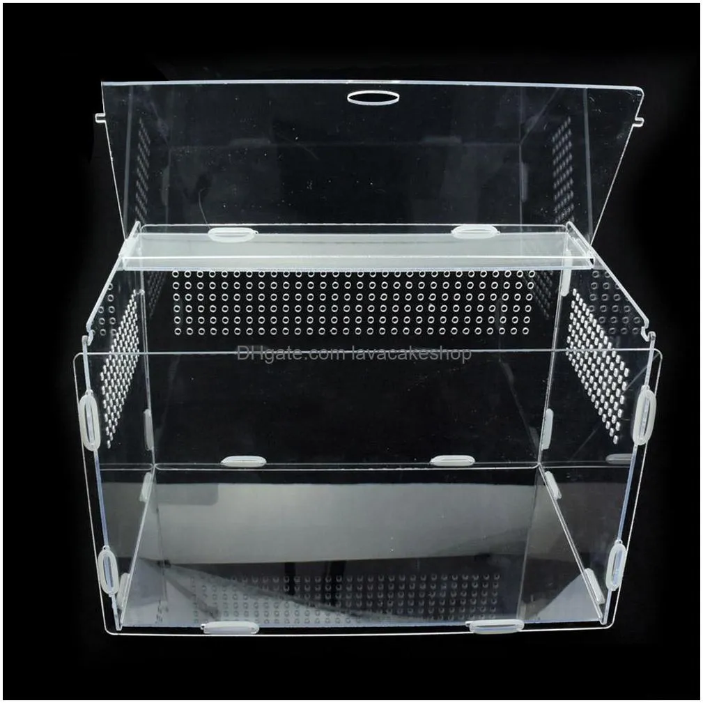 transparent large durable acrylic terrarium reptile box pet supplies for cold blooded animals insect home decoration