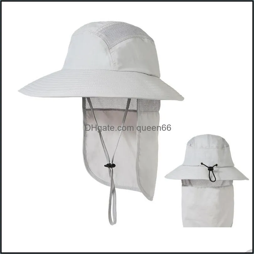 mens upf 50add sun protection cap women men summer bucket hats wide brim fishing hat with neck flap woman man outdoor accessories