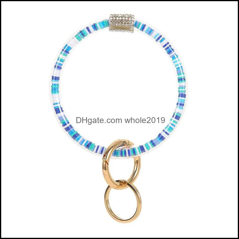 key ring wristlet keychain round bracelets keychains charm bracelet circle bangle for women girls jewelry dhs l598fa